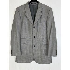 Hugo Boss Lanificio Tesse Biella Windowpane Plaid Gray Blazer‎ Men's 42T Wool